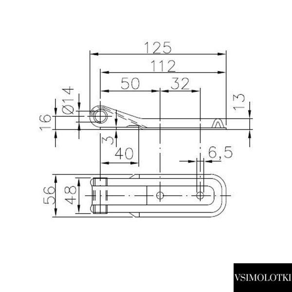 Петля борта причепа Winterhoff BSCH 10-14-120-PO довжина 125 мм (1860111) 1860111 фото