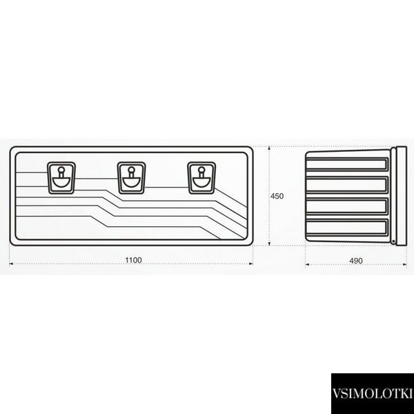 Ящик для инструментов Stabilo Box 1100x450x490мм объем 175 л, монтажный к-кт (114549) 114549 фото