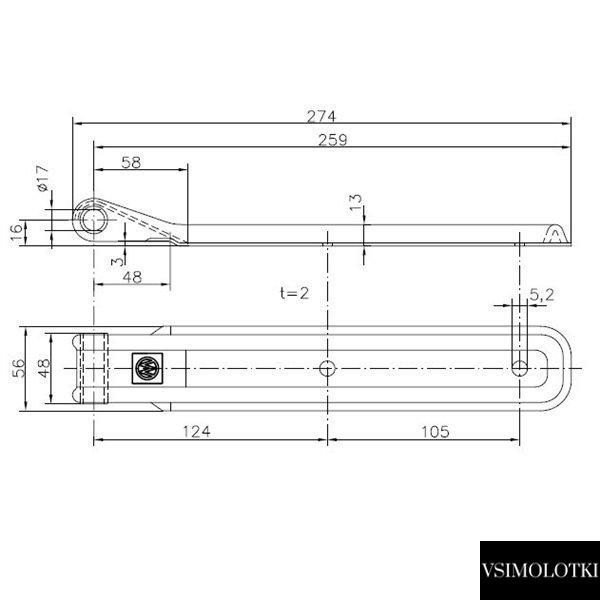 Петля борта причепа Winterhoff BSCH 10-17-270-SO довжина 270 мм (1860131) 1860131 фото