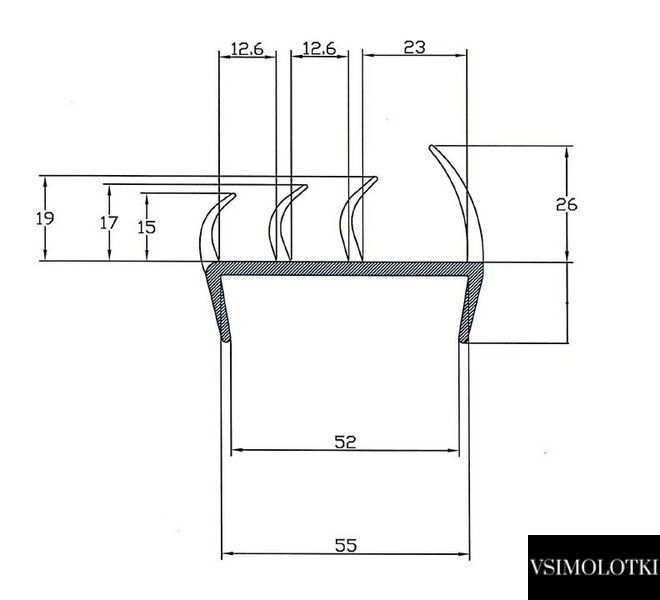 Уплотнительный профиль 55 мм, Италия (2101755230) 2101755230 фото