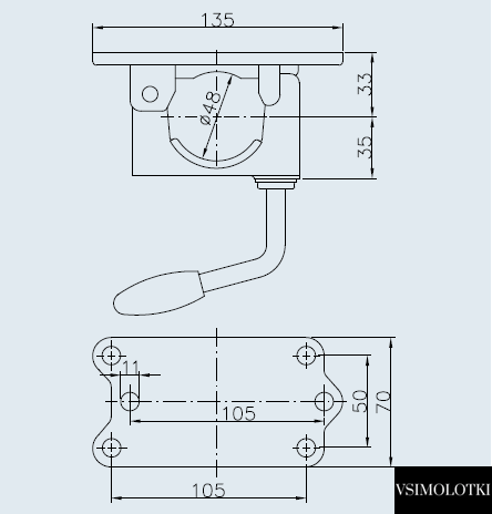 Хомут опорного колеса прицепа Winterhoff d48 мм 250 кг чугун (1860656) 1860656 фото