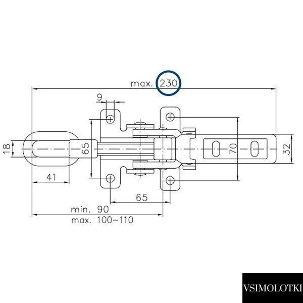 Замок бортовий причепа натяжний Winterhoff EXZV 10-2 довжина 230 мм (1860069) 1860069 фото