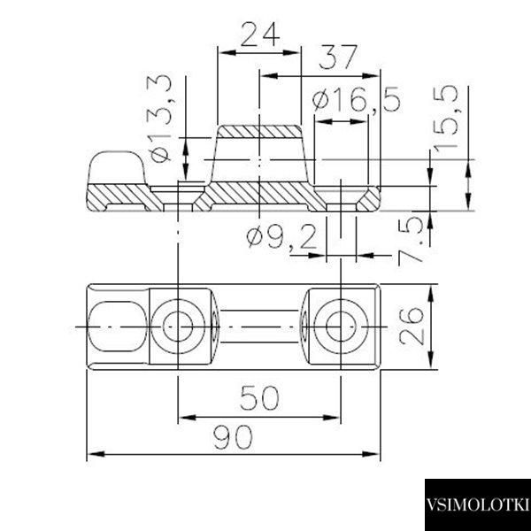 Петля борта прицепа Winterhoff BSCH 40-1 длина 90 мм (1860149) 1860149 фото