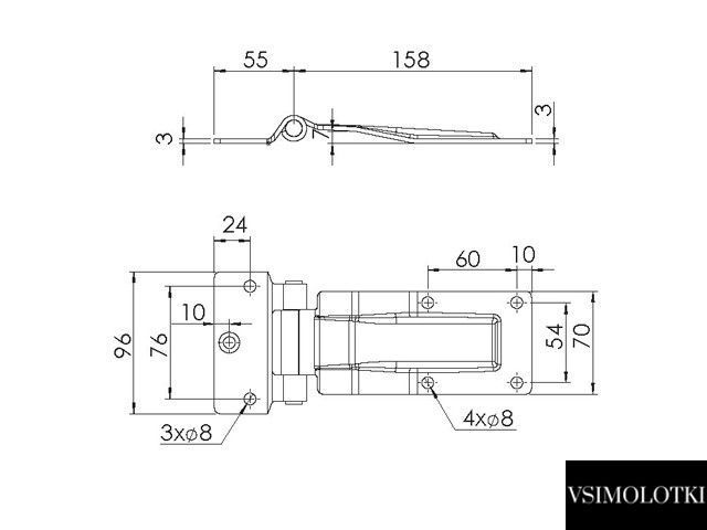 Петля боковых дверей для фургона и полуприцепа в сборе 158х55х70х3 мм (Цинк, Турция) (1603315030) 1603315030 фото