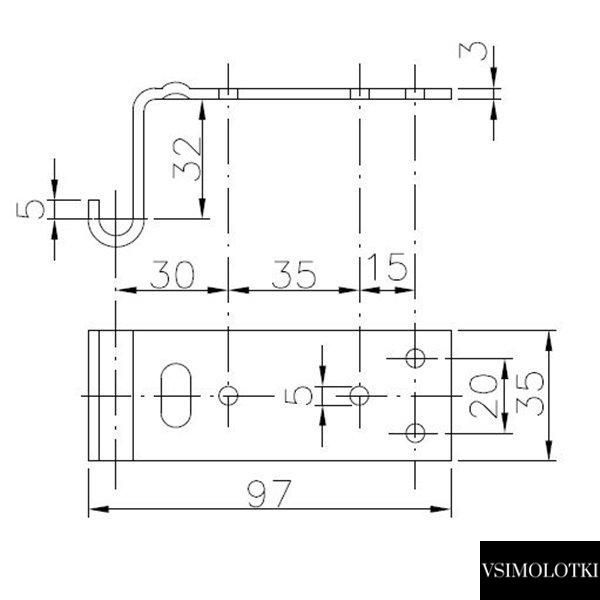 Відповідна частина замка борта причепа Winterhoff BV 70-А довжина 97 мм (1860083) 1860083 фото