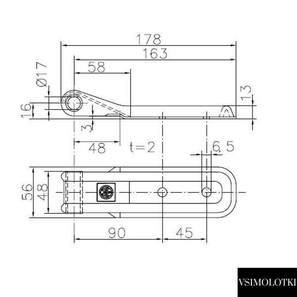 Петля борта причепа Winterhoff BSCH 10-17-170-SO довжина 170 мм (1860117) 1860117 фото