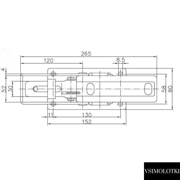 Замок бортовой прицепа Winterhoff BV 90-1 длина 265 мм (1860035) 1860035 фото