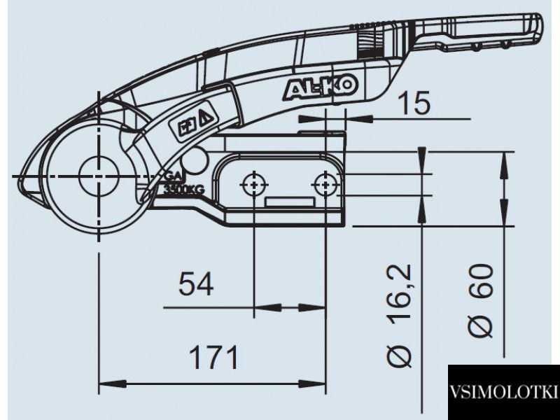 Зчіпний пристрій AL-KO AKS 3504+Safety Ball стабілізатор з замком 3500 кг (1225761) 1225761 фото