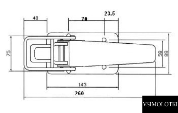Замок борту причепа Alta 260х75 мм (цинк, Польща) (1702300300) 1702300300 фото