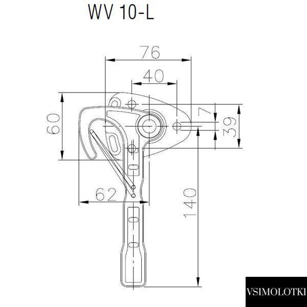 Замок бортовой прицепа рычажный левый Winterhoff WV 10-L (1860003) 1860003 фото