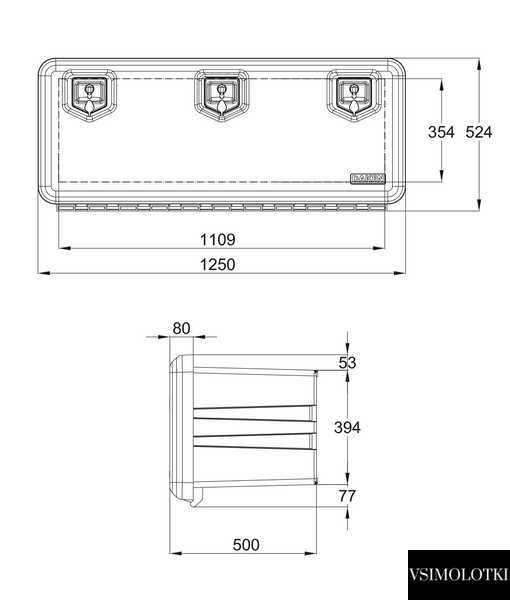 Ящик для инструментов Daken Arka 1250x524x500 мм объем 203 л (1001100010) 1001100010 фото
