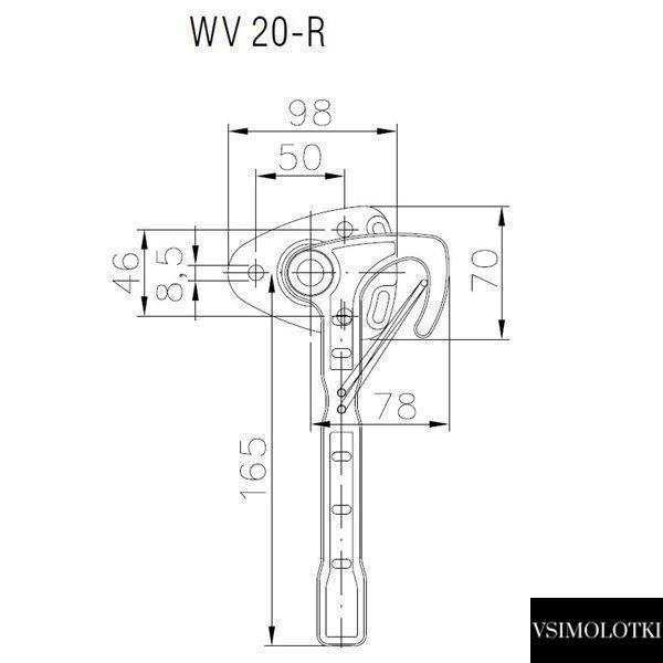 Замок бортовий причепа важільний правий WV 20-R (1860005) 1860005 фото