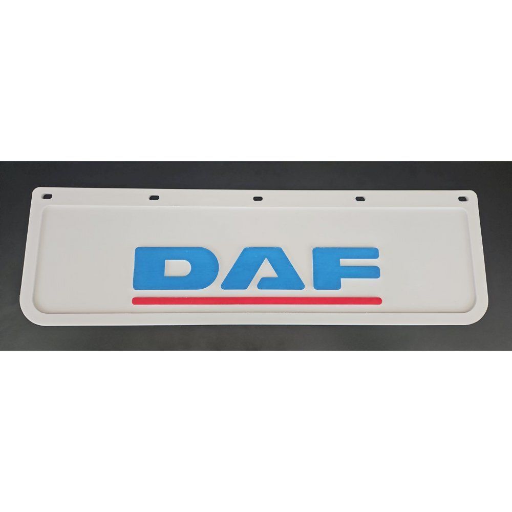 Брызговик белый Daf рельефная надпись синие буквы перед (650х220) (Резина, Турция) 10047с 1905198901с фото