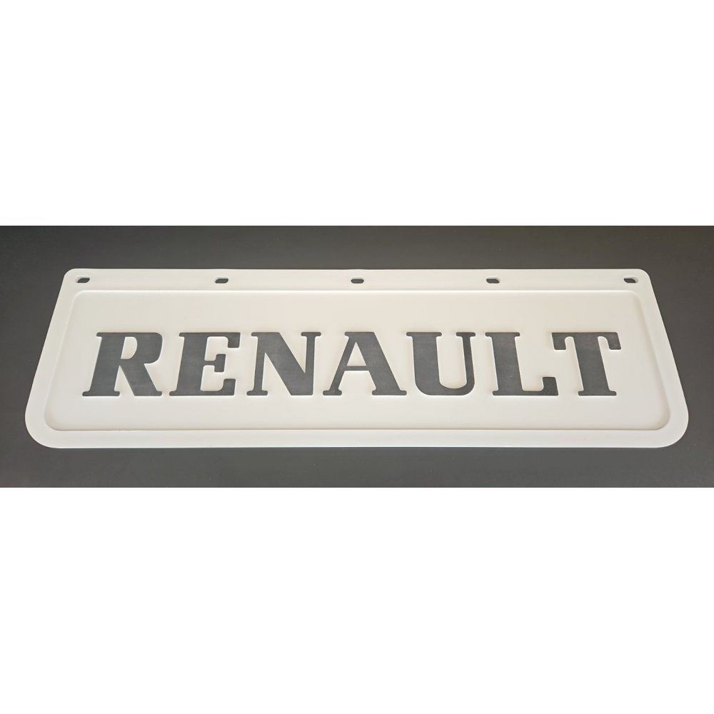 Брызговик белый Renault рельефная надпись черные буквы перед (650х220) (Резина, Турция) 10041ч 10041Ч фото