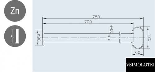 Опорна стійка для причепа Winterhoff RSR 48-700 d48 мм довжина 700 мм 150 кг (1860863) 1860863 фото