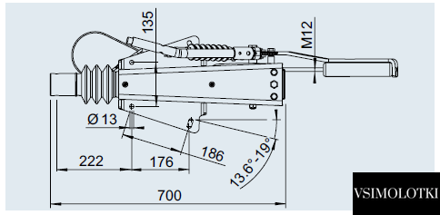 Тормоз наката AL-KO 2,8 VB/1-C, 2500-3500 кг без сцепного устройства (1251563) 1251563 фото