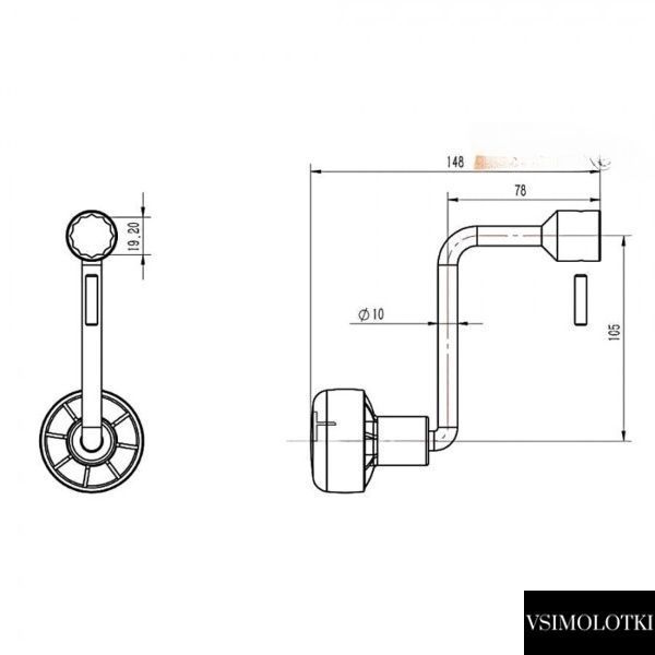 Рукоятка для опоры NB Parts короткая, 105мм 11002728 11002728 фото