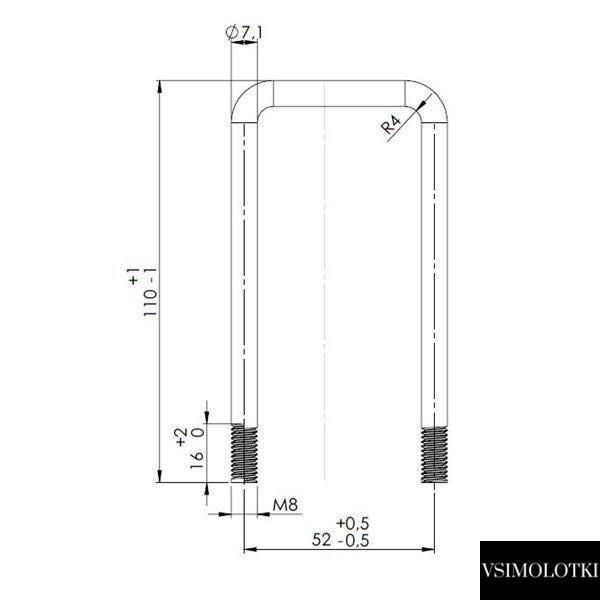Элемент крепления груза борта прицепа Winterhoff ZBF 10-SD 52x110 мм (1860047) 1860047 фото