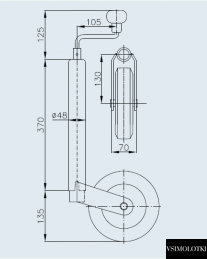 Опорное колесо прицепа Winterhoff d48 мм длина 505 мм 150 кг (1860904EW) 1860904EW фото