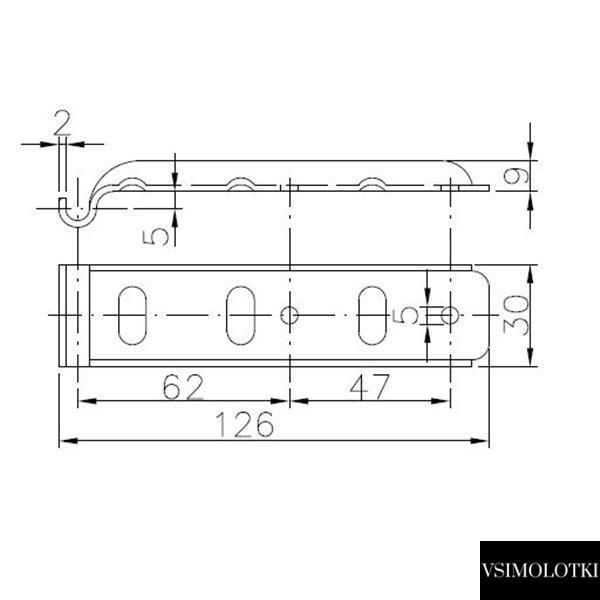 Ответная часть замка борта прицепа Winterhoff BV 10-А длина 126 мм (1860071) 1860071 фото