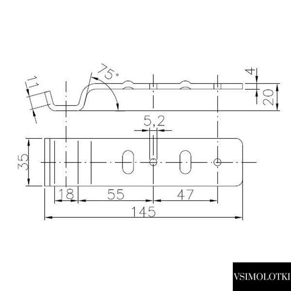 Відповідна частина замка борта причепа Winterhoff BV 20-А довжина 145 мм (1860075) 1860075 фото