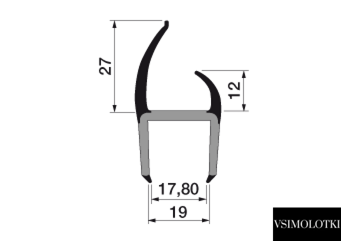 Уплотнительный профиль 19 мм, Италия (2101719230) 2101719230 фото